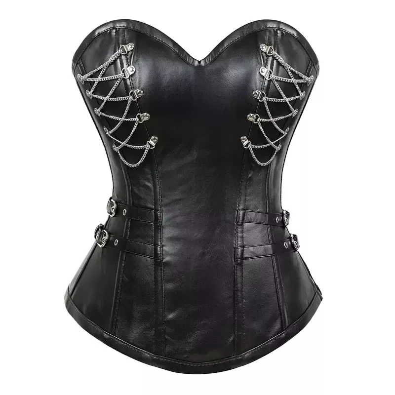 Corset noir en simili cuir bustier