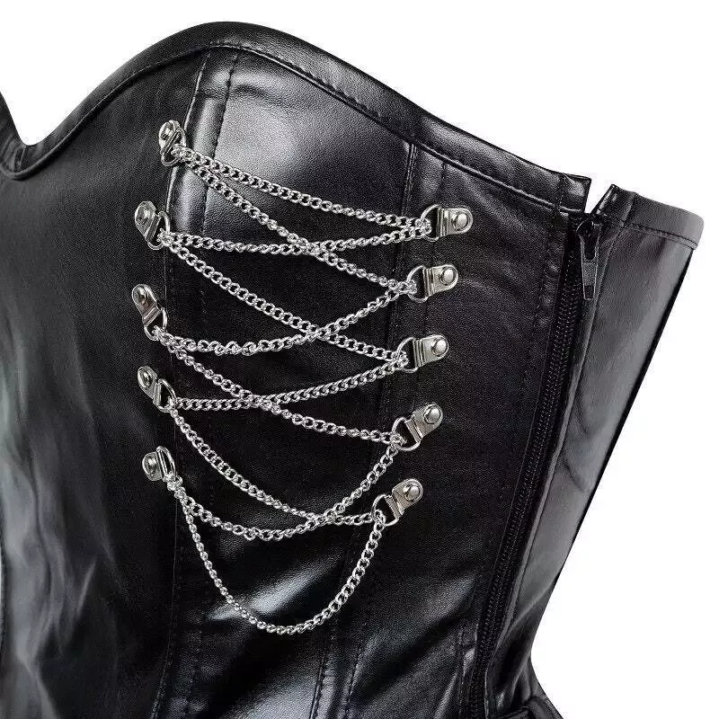 Corset noir en simili cuir bustier