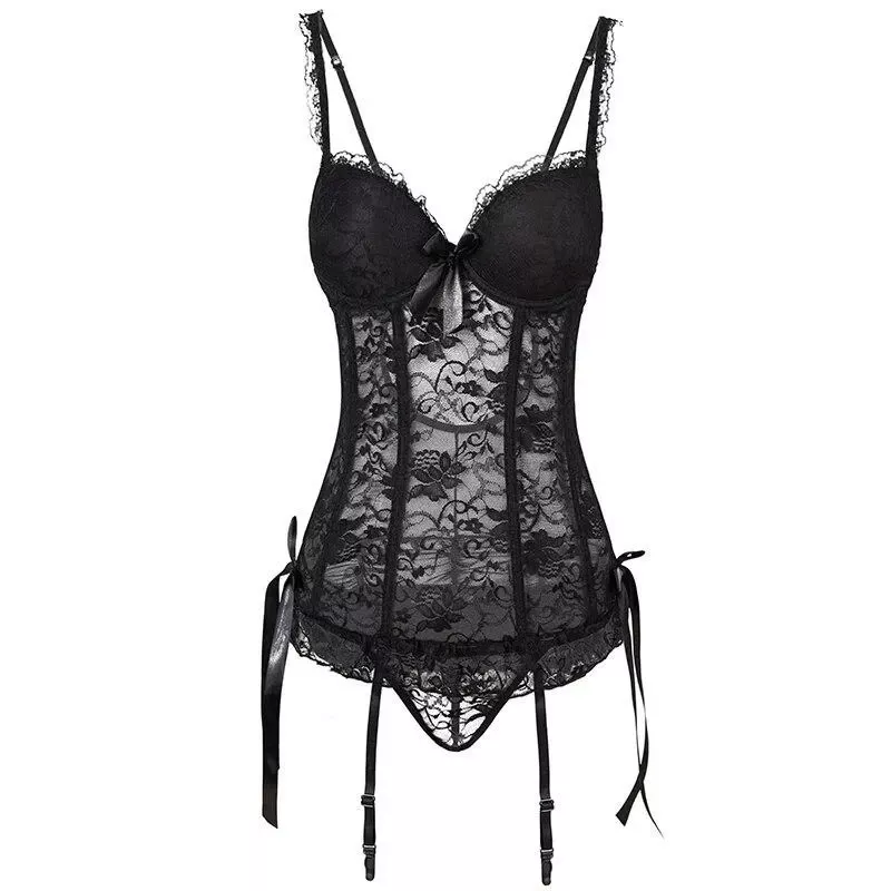 Corset Dentelle <br> Broderie Noir