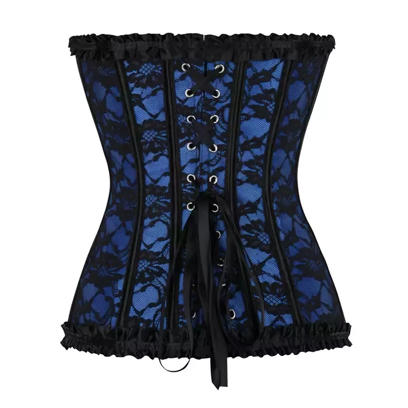 Corset bleu et noir bustier