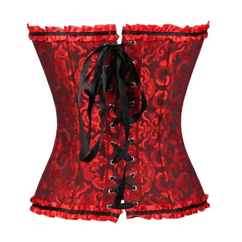 Corset victorien rouge et noir bustier