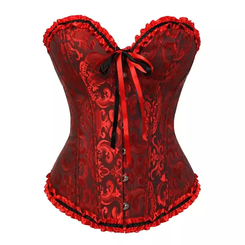 Corset victorien rouge et noir bustier