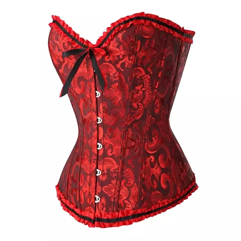 Corset victorien rouge et noir bustier