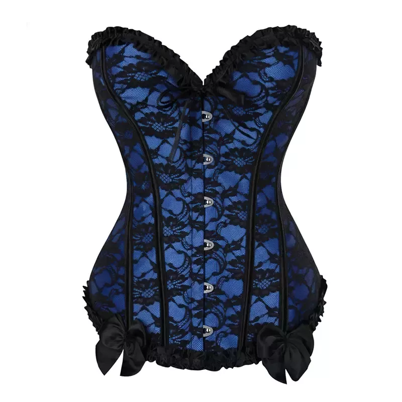 Corset bleu et noir bustier