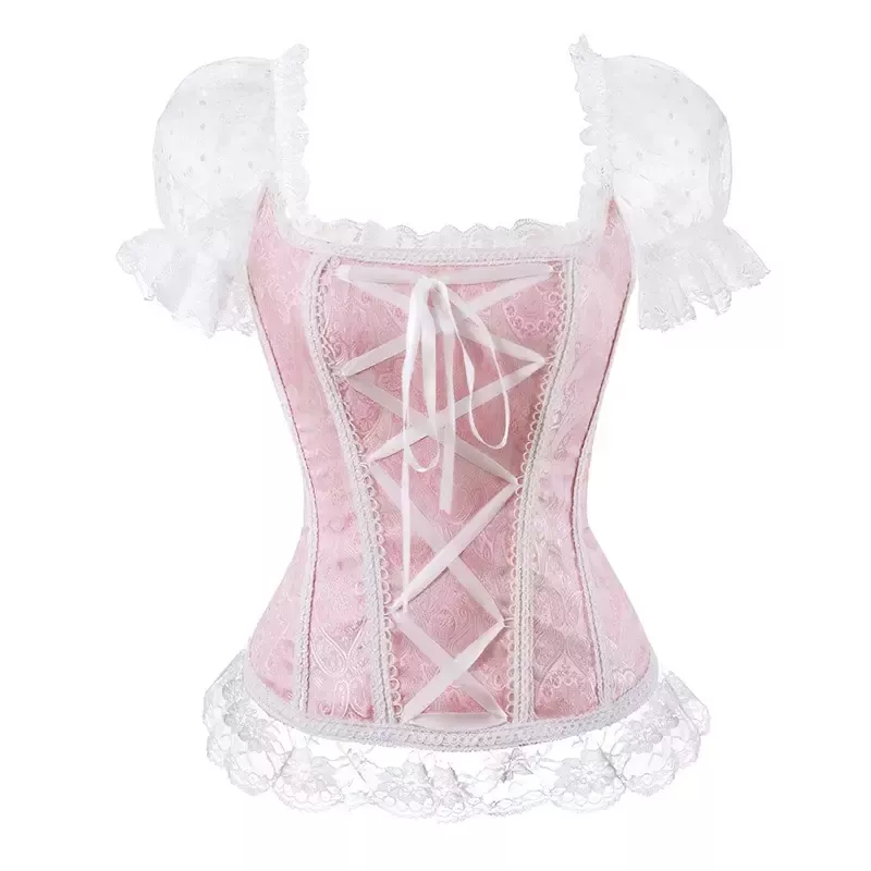Corset rose et blanc style bustier