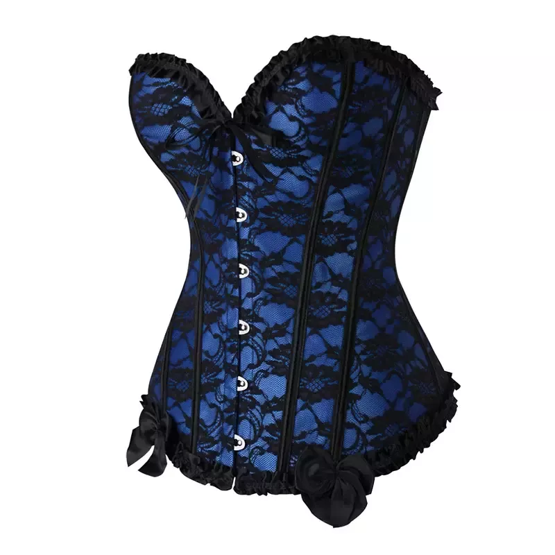 Corset bleu et noir bustier