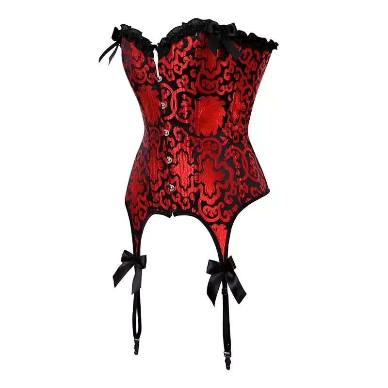 Corset porte-jarretelles rouge et noir bustier