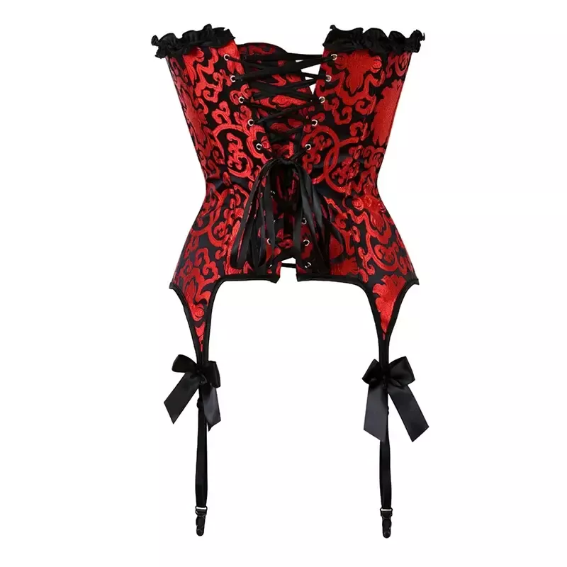 Corset porte-jarretelles rouge et noir bustier
