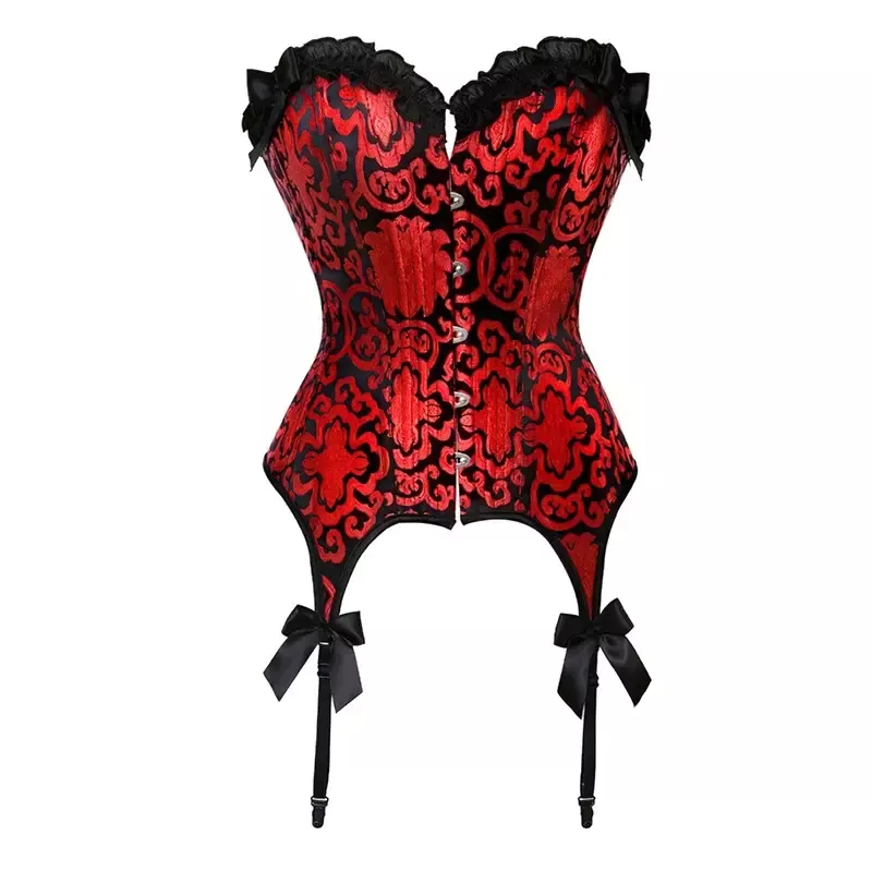 Corset porte-jarretelles rouge et noir bustier