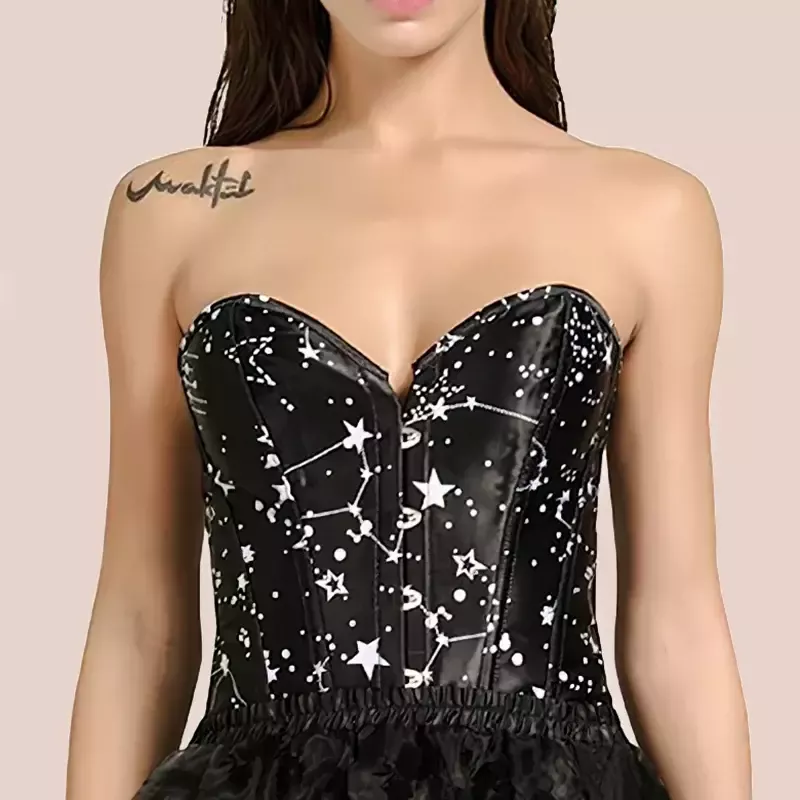 Corset à motif étoilé bustier noir