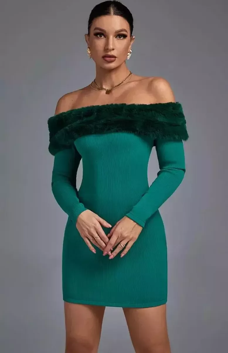 Robe Bustier Courte évasée verte