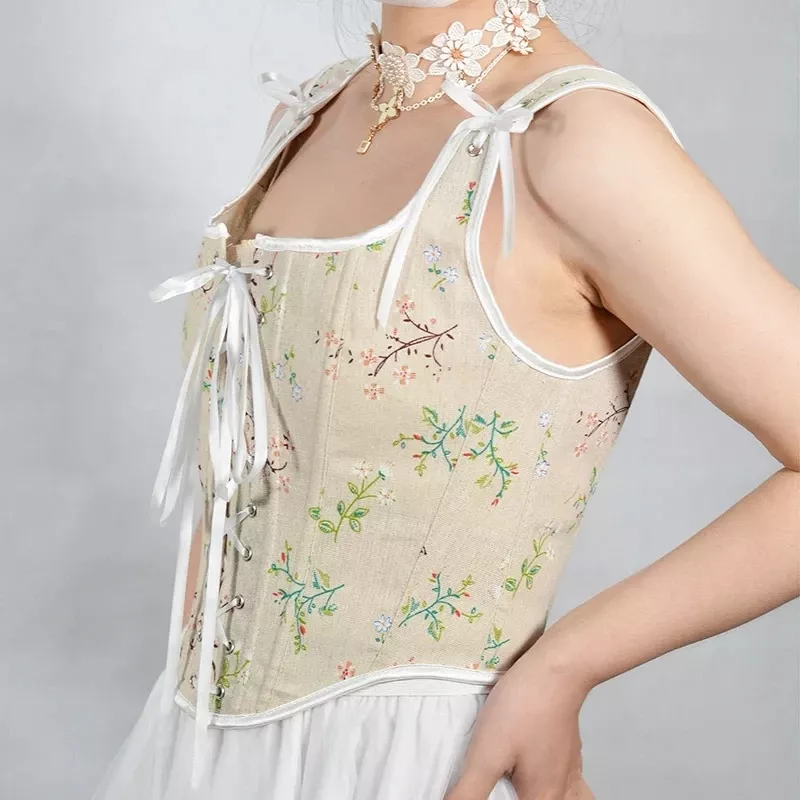 Top corset vintage à laçage avant style bustier