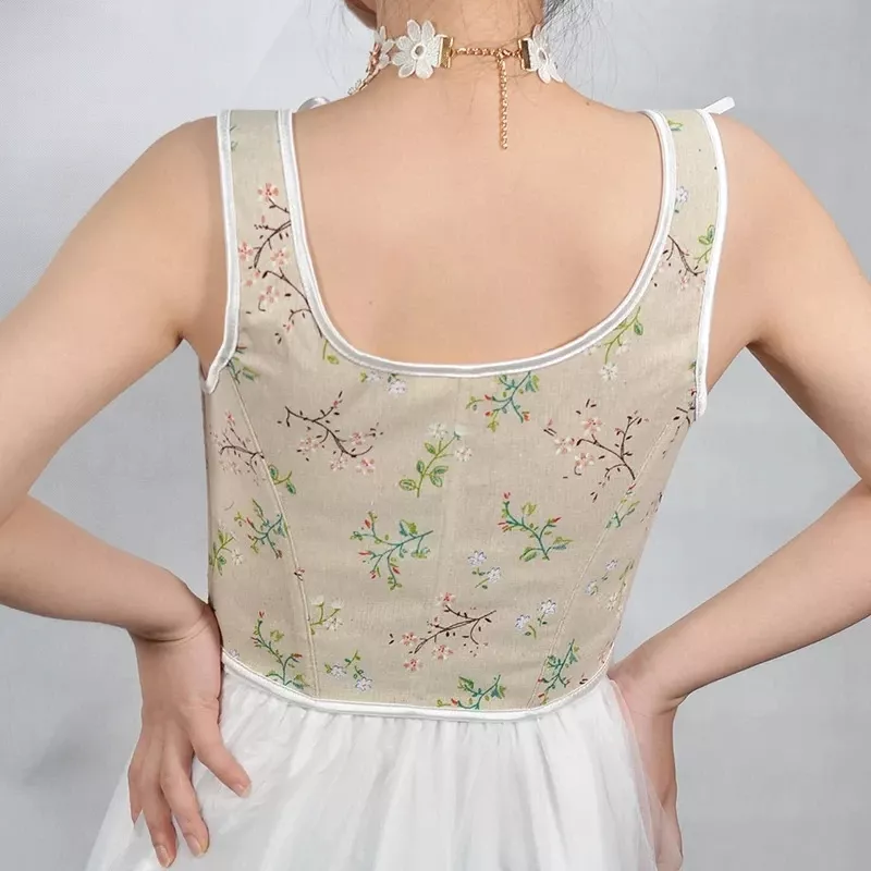 Top corset vintage à laçage avant style bustier