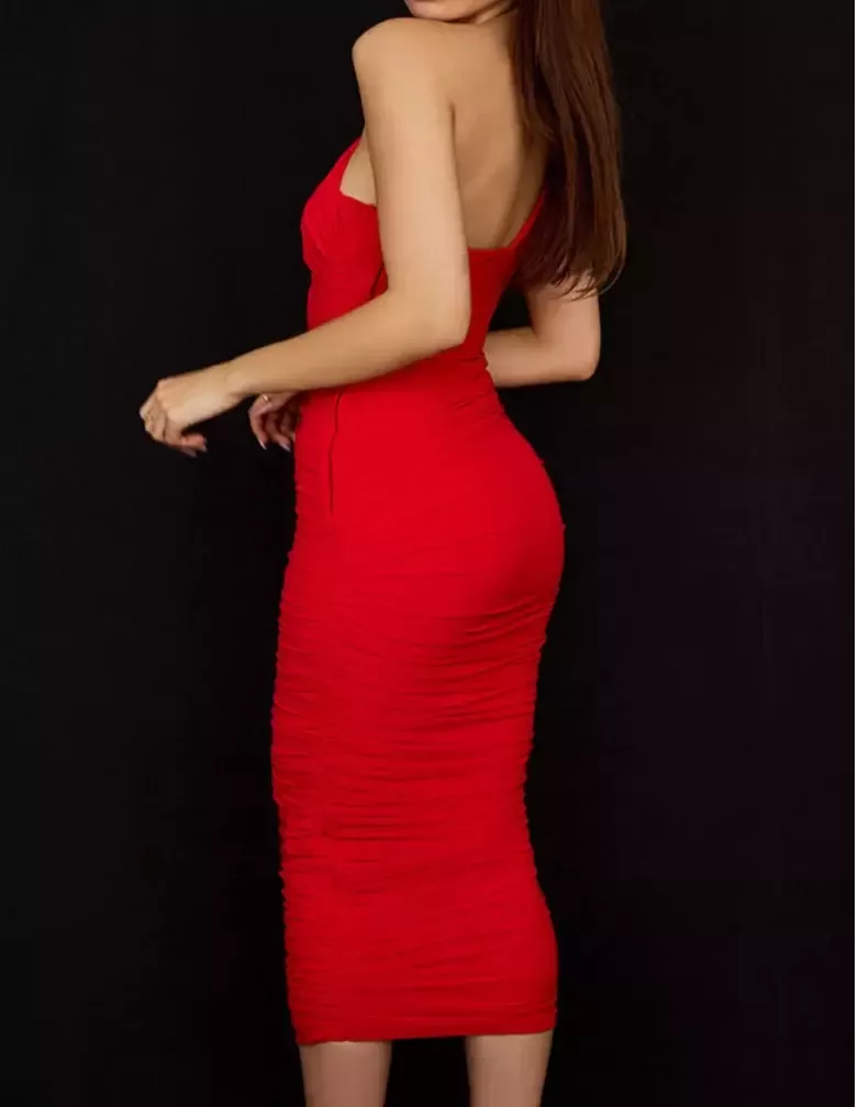 Robe Corset Midi Rouge