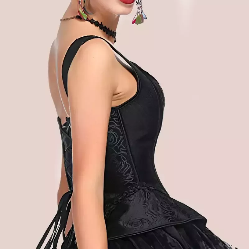 Corset noir avec bretelles style bustier