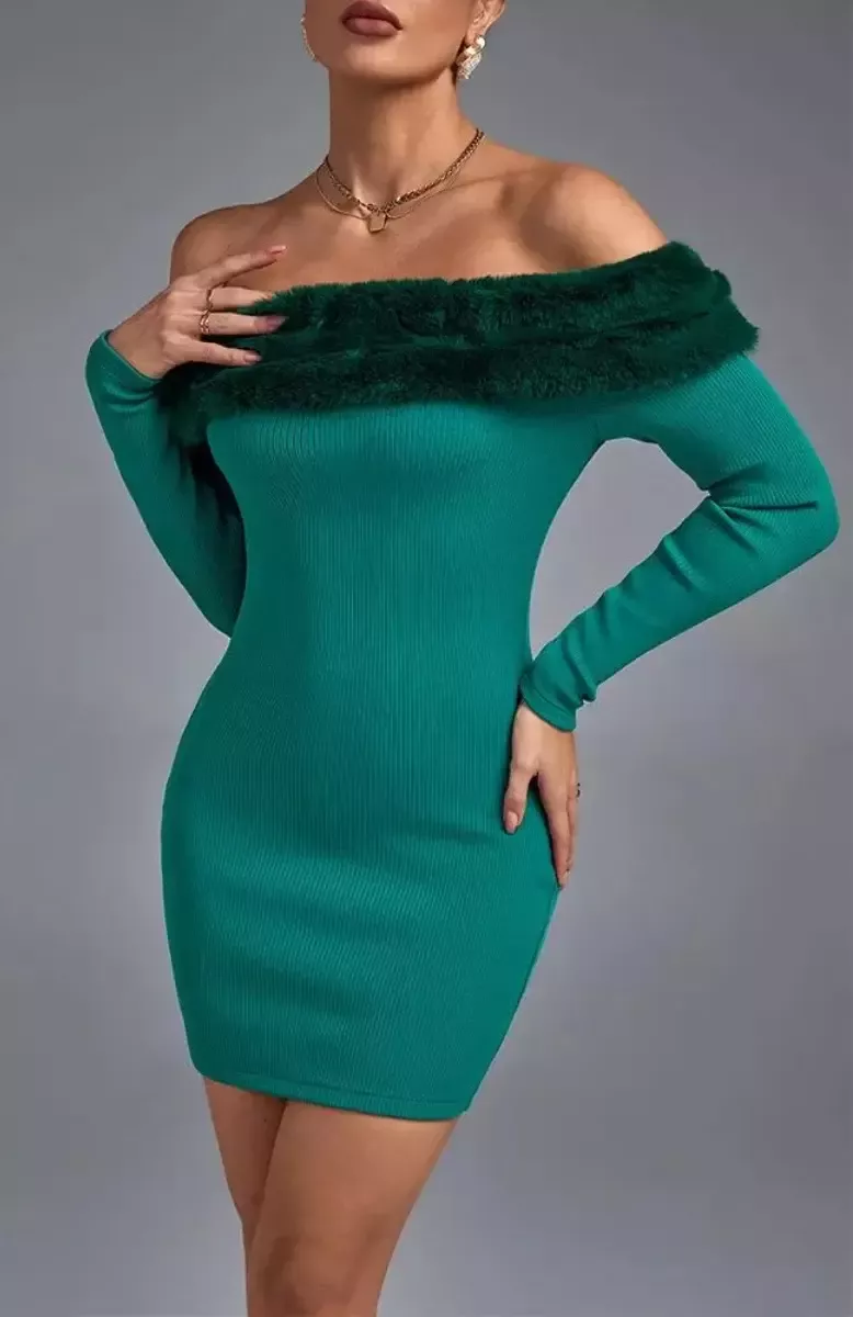 Robe Bustier Courte évasée verte
