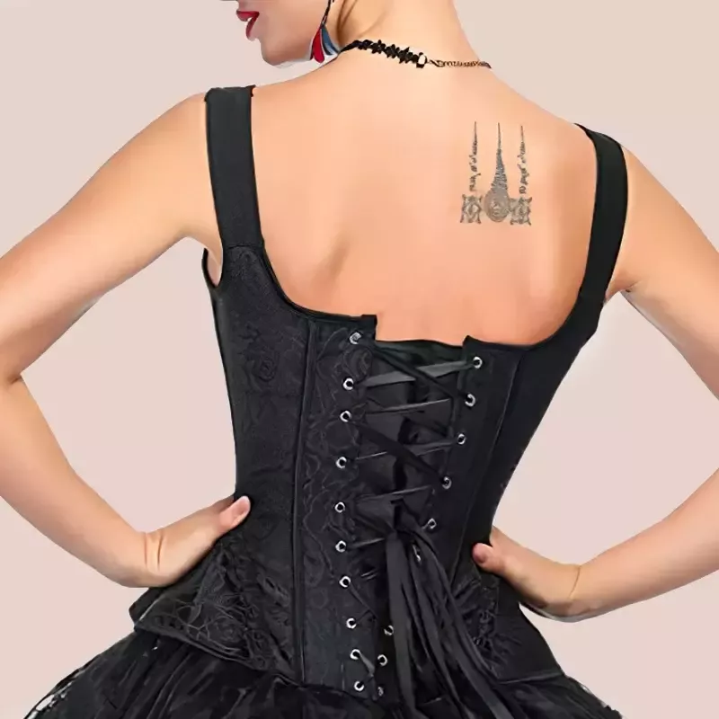 Corset noir avec bretelles style bustier