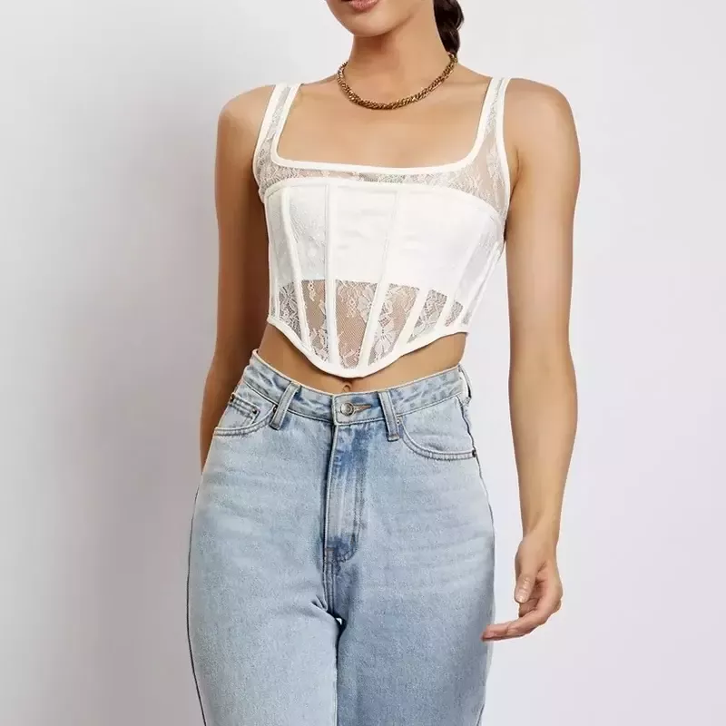 Bustier en dentelle transparent