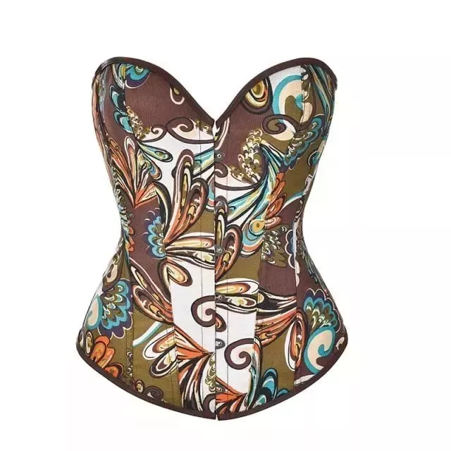Corset Femme Marron Fleurie