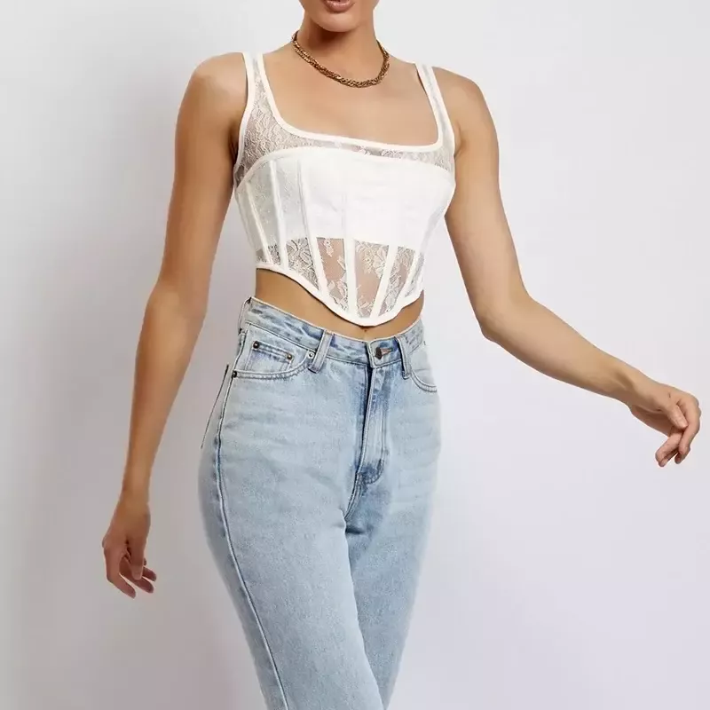 Bustier en dentelle transparent