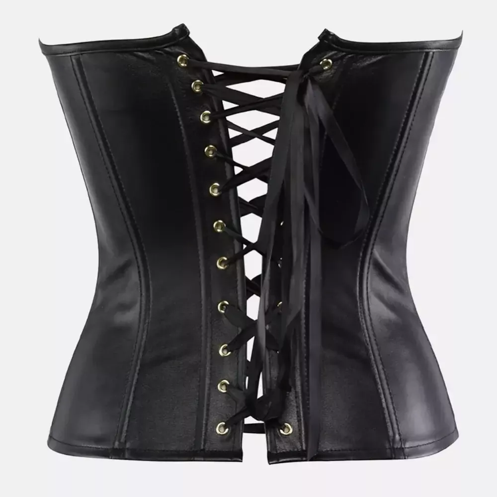 Corset noir en cuir bustier