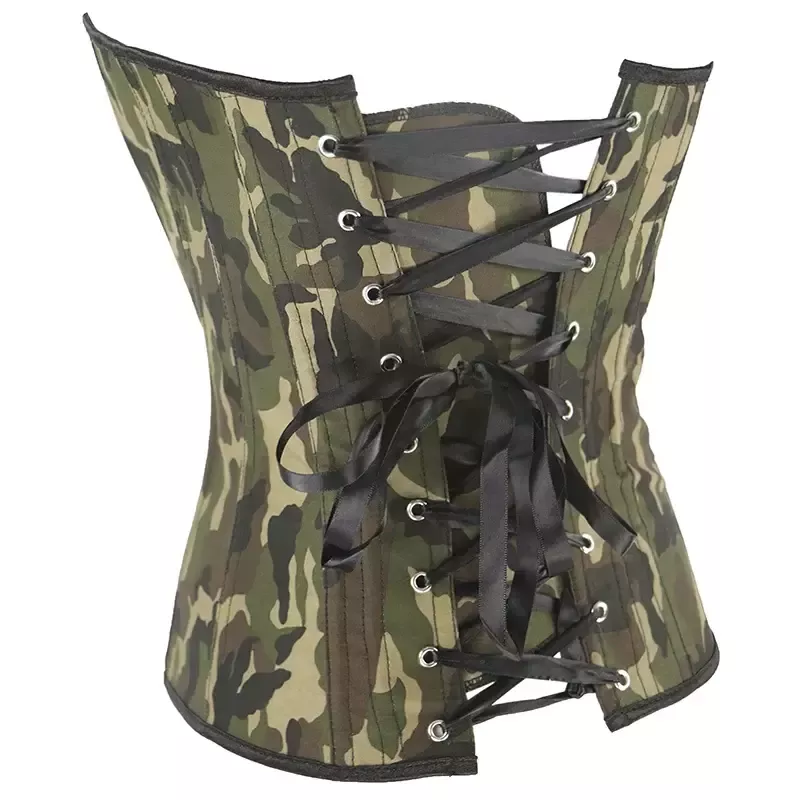 Corset camouflage kaki bustier