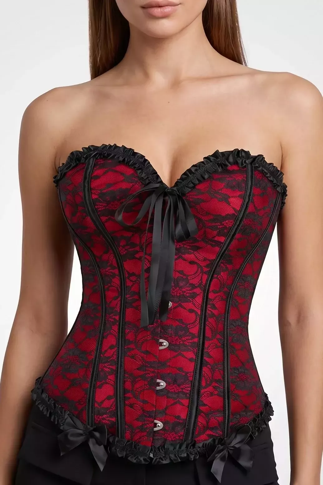 Corset noir et rouge bustier