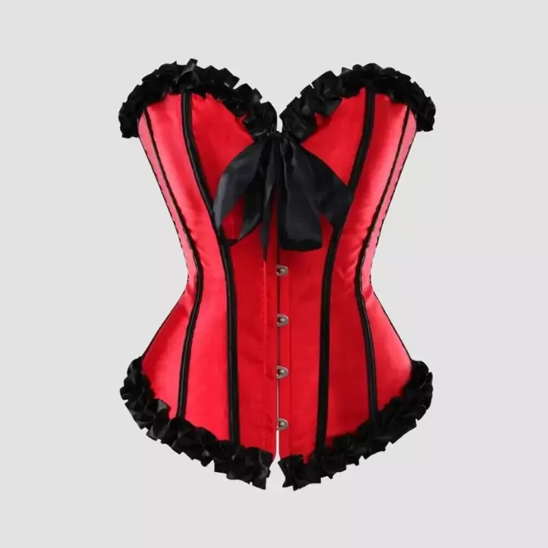Corset dentelle en satin rouge