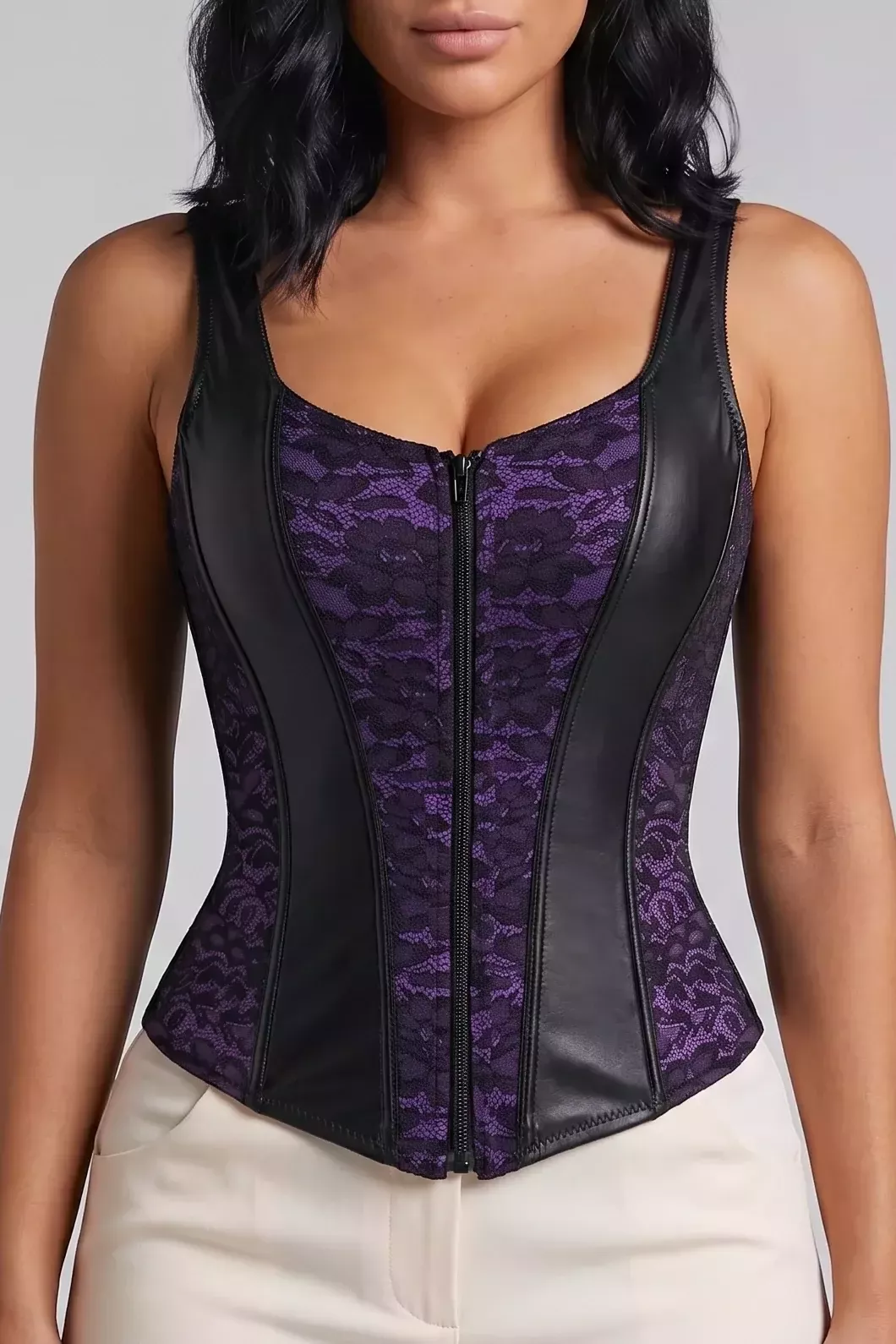 Corset violet et noir style bustier