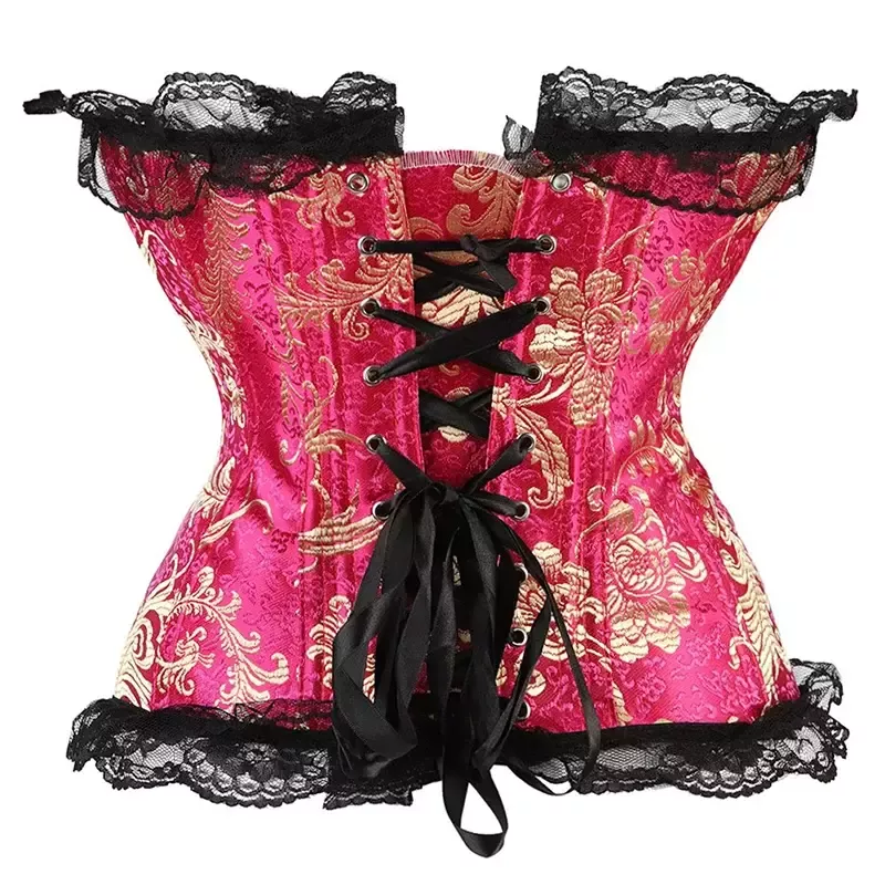 Corset rose et doré bustier