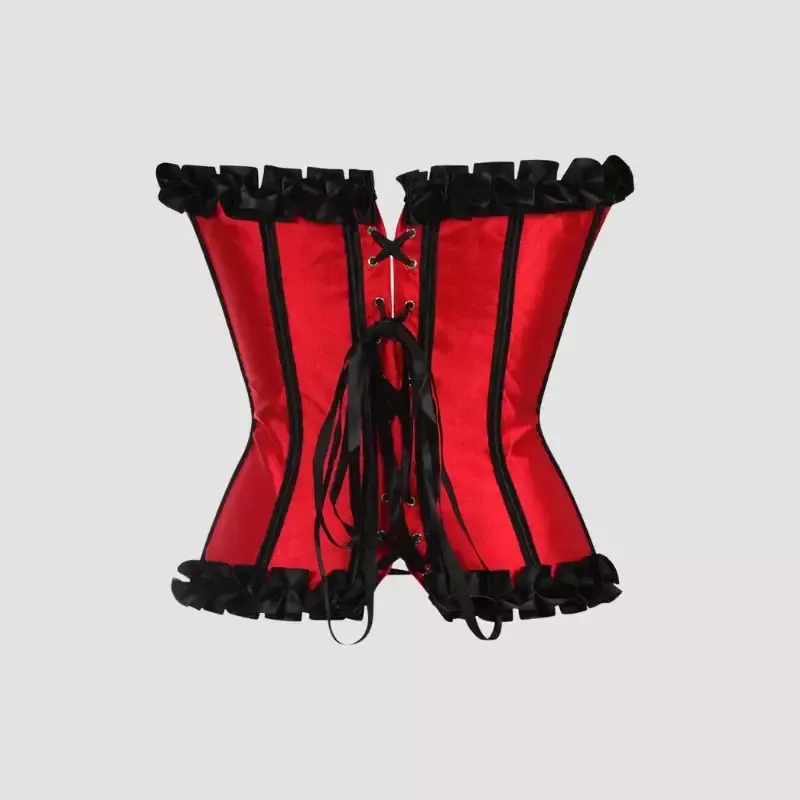 Corset dentelle en satin rouge