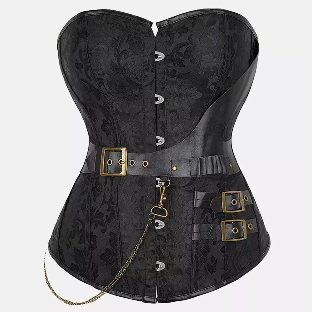 Corset steampunk noir bustier