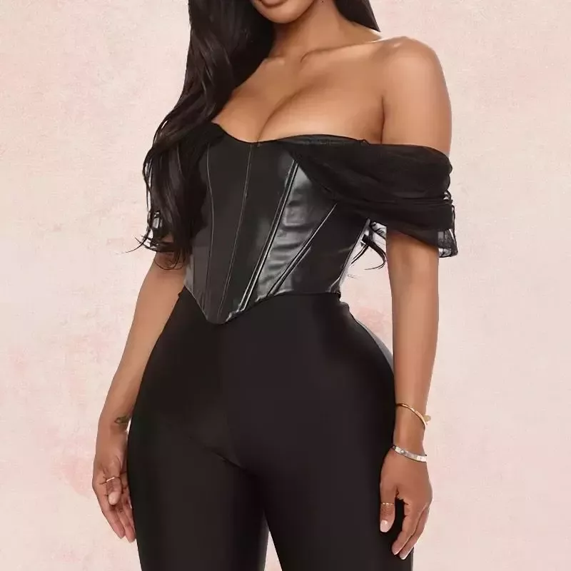 Bustier Noir Simili Cuir