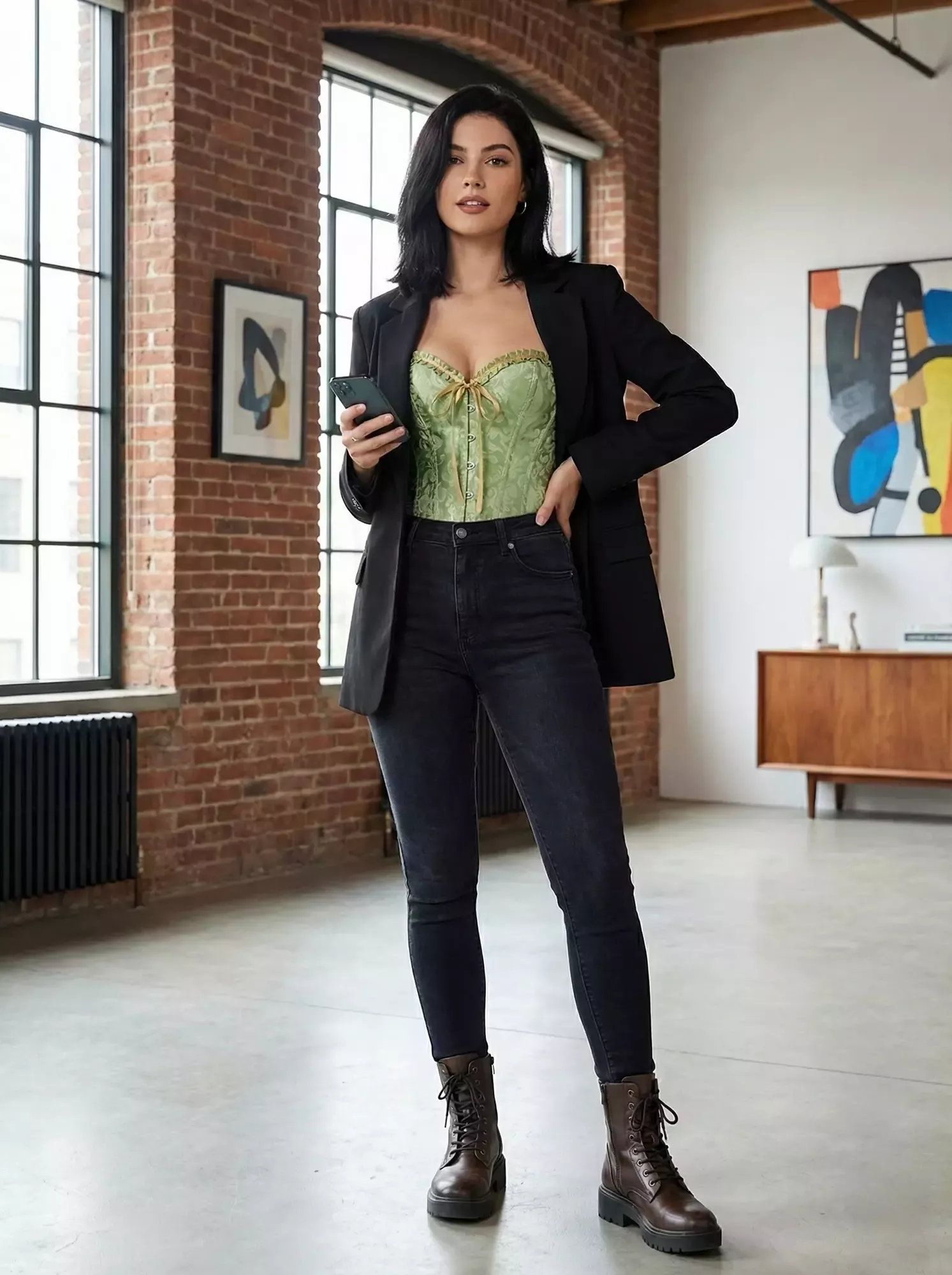 Corset vert anis bustier