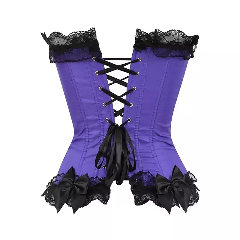 Corset en satin et dentelle violet bustier