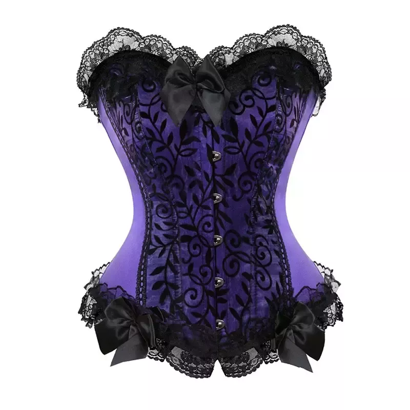 Corset en satin et dentelle violet bustier