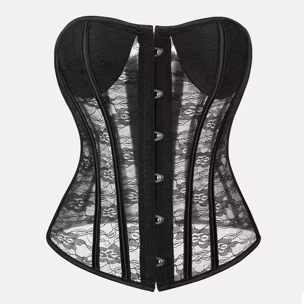 Corset noir en dentelle bustier