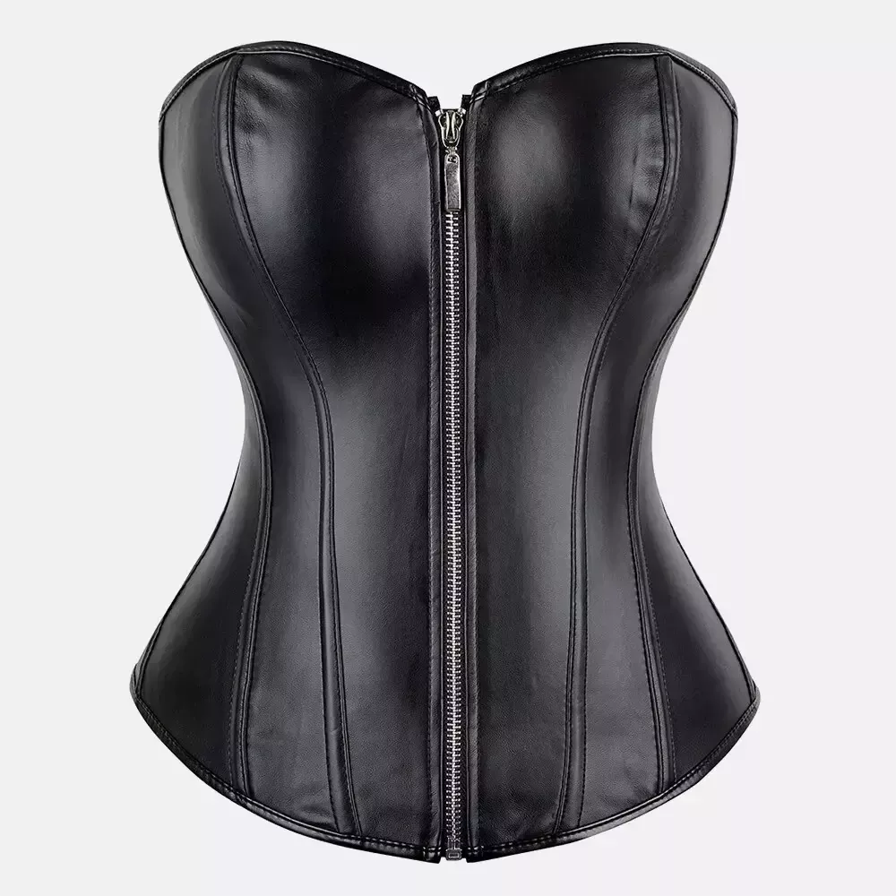 Corset bustier en cuir noir