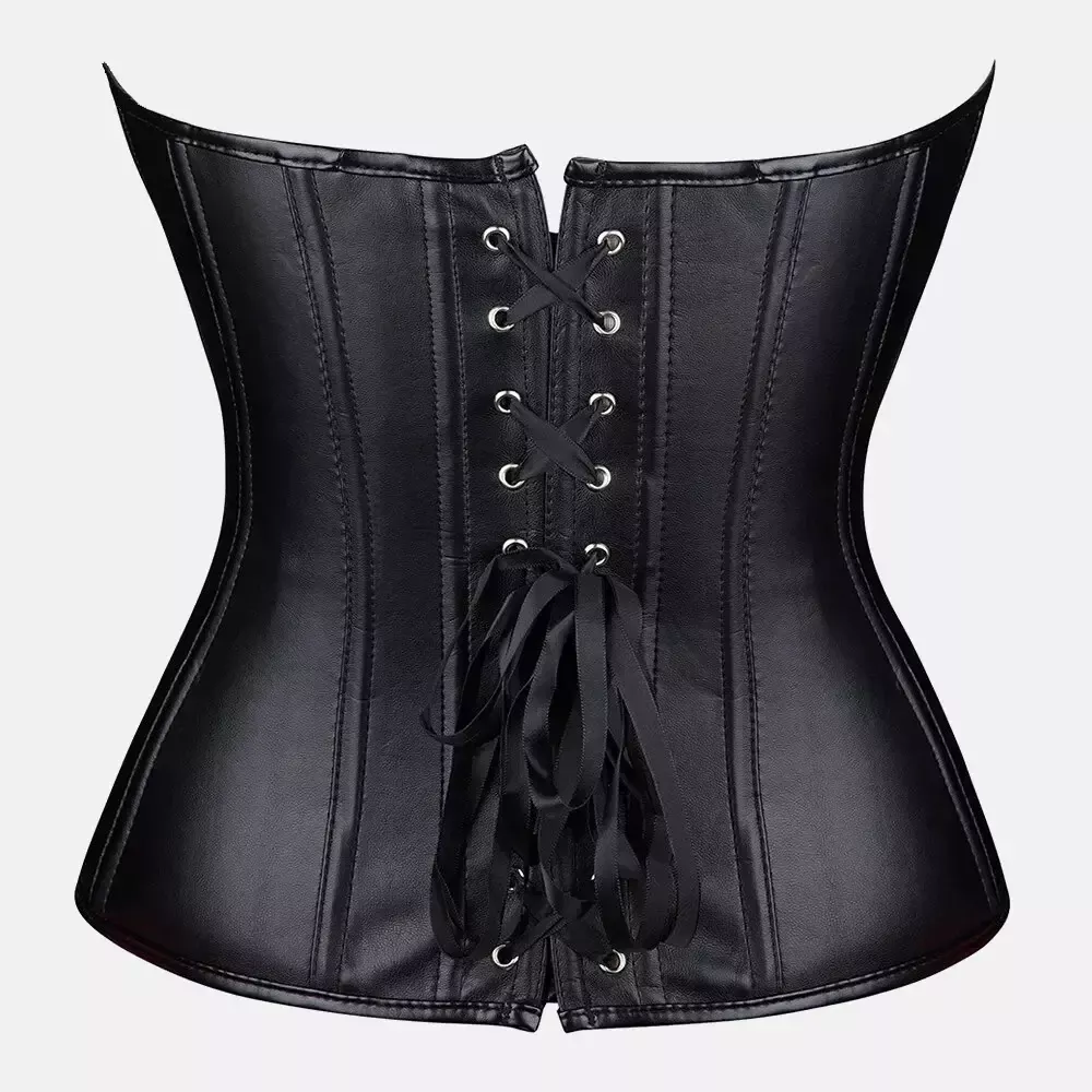 Corset bustier en cuir noir