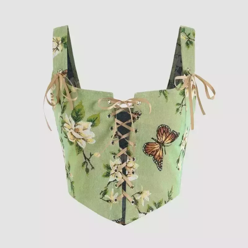 Corset Femme Vert Papillon