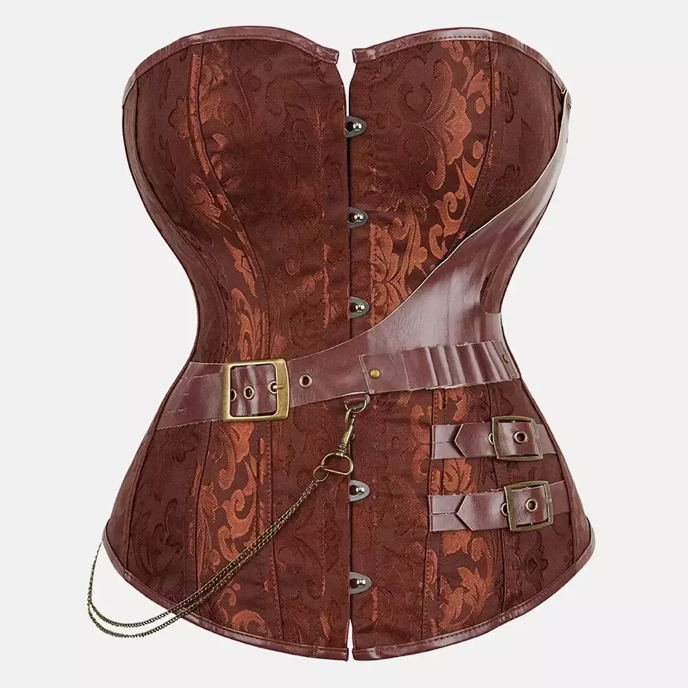 Corset bustier steampunk marron