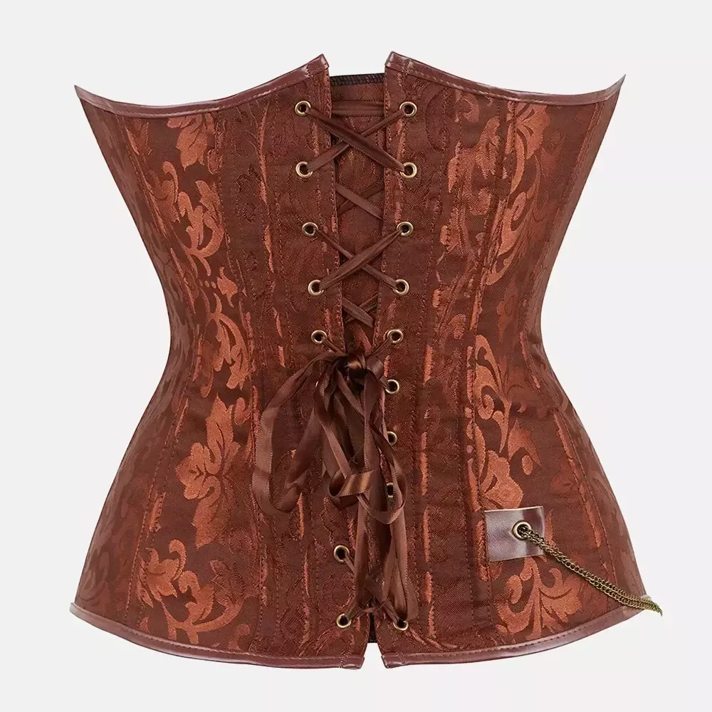 Corset bustier steampunk marron