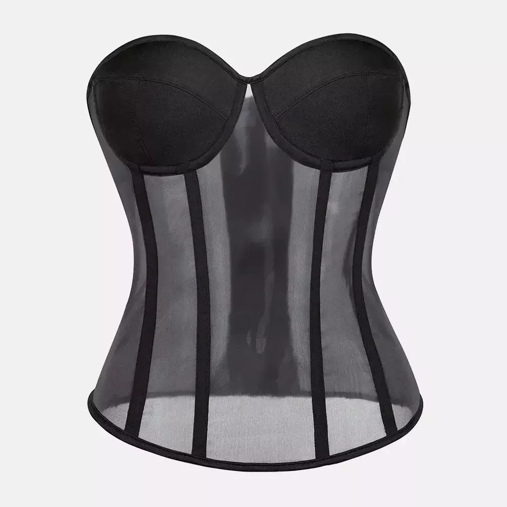 Bustier corset transparent noir