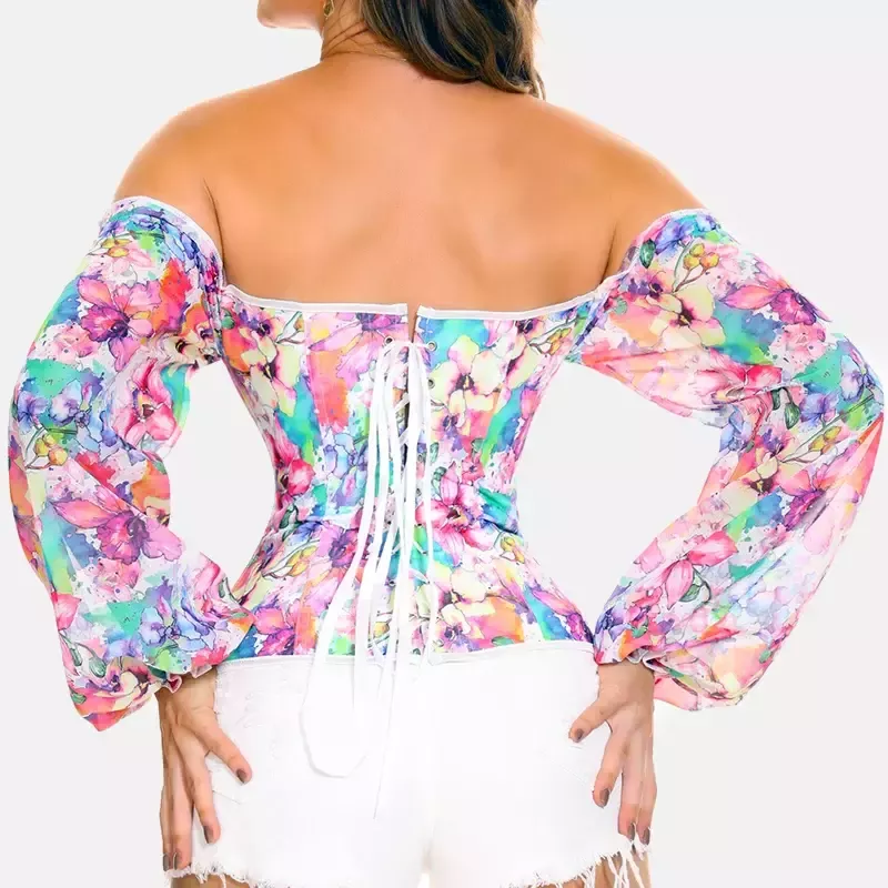 Corset à fleurs et manches longues bustier