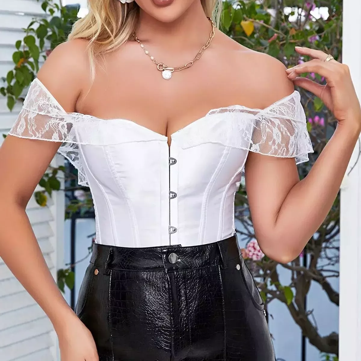 Corset bustier blanc mariage en dentelle