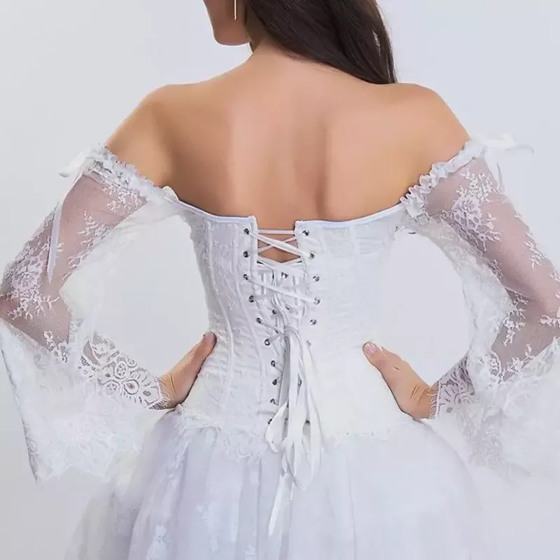 Bustier corset blanc en dentelle