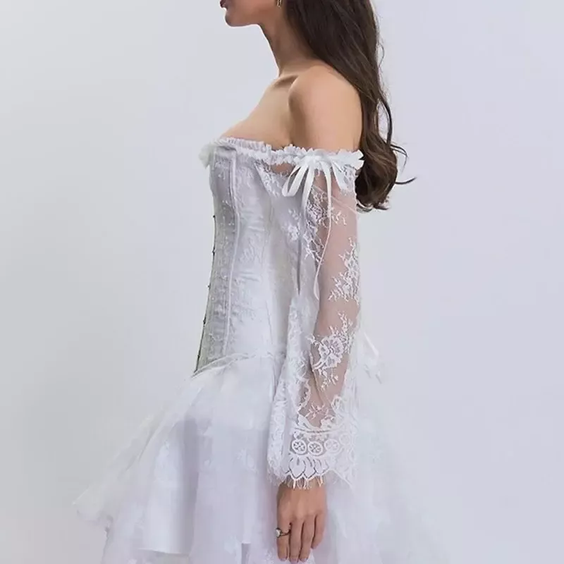 Bustier corset blanc en dentelle