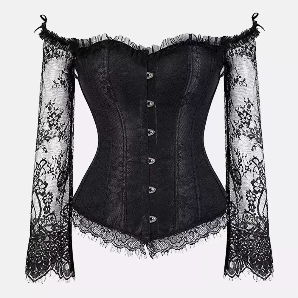Corset bustier noir en dentelle