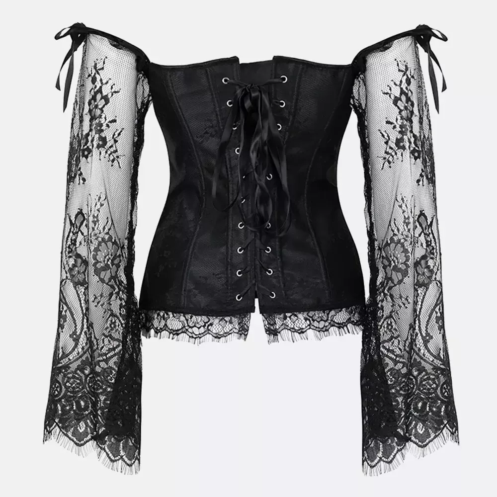 Corset bustier noir en dentelle