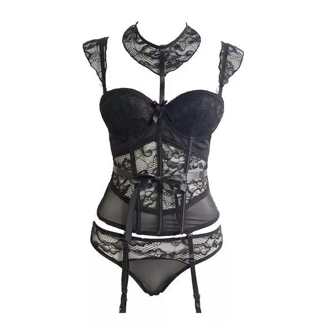 Corset Porte-jarretelles Ensemble Noir